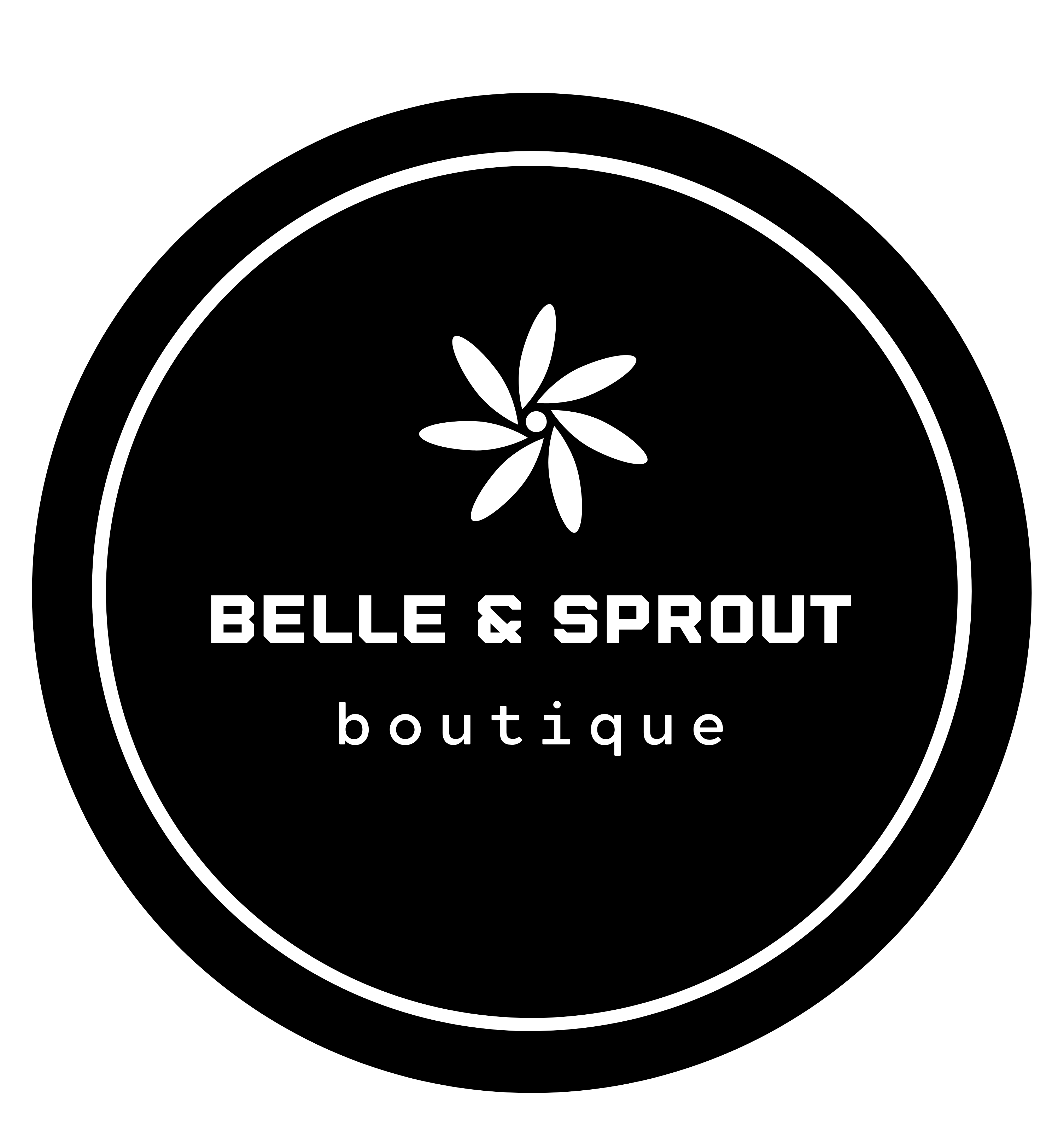 Black Belle and Sprout Boutique Logo, no background.